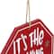 5" Red Octagonal It's the Freaking Season Wooden Sign Christmas Ornament
